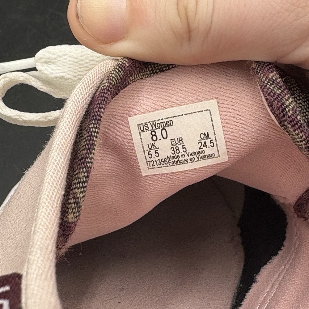 Women's Vans Pink Camden Shoes, Purple Design on Back &Tongue, Size 8 US - Picture 5 of 9